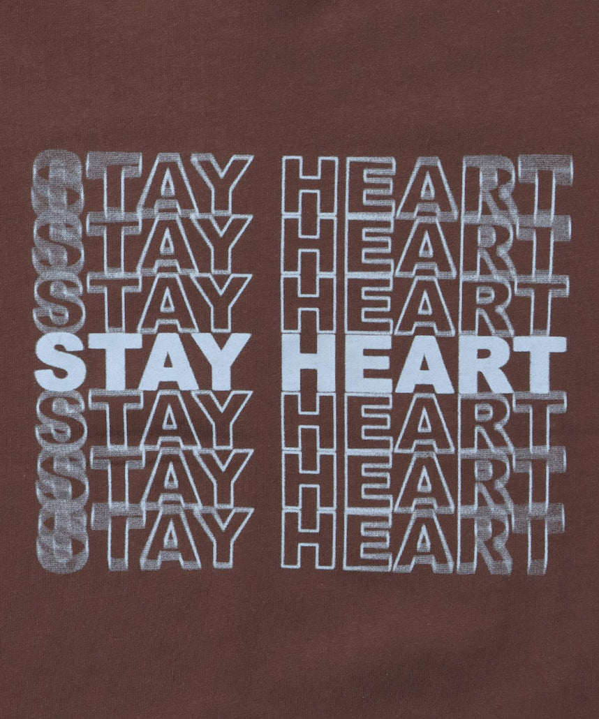 メッセージロゴショート丈Tシャツ / Tシャツ クルーネック 半袖 プリント ぼかしロゴ 【短丈】 モカ