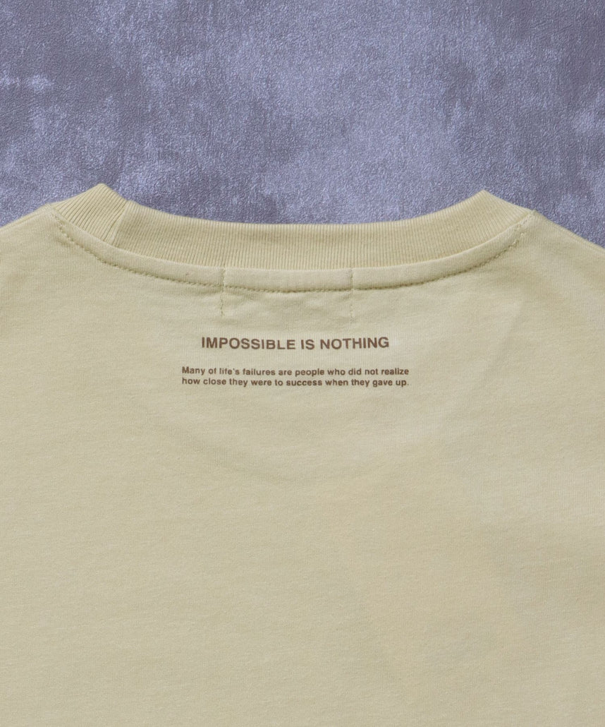 メッセージロゴショート丈Tシャツ / Tシャツ クルーネック 半袖 プリント ぼかしロゴ 【短丈】 レモンイエロー