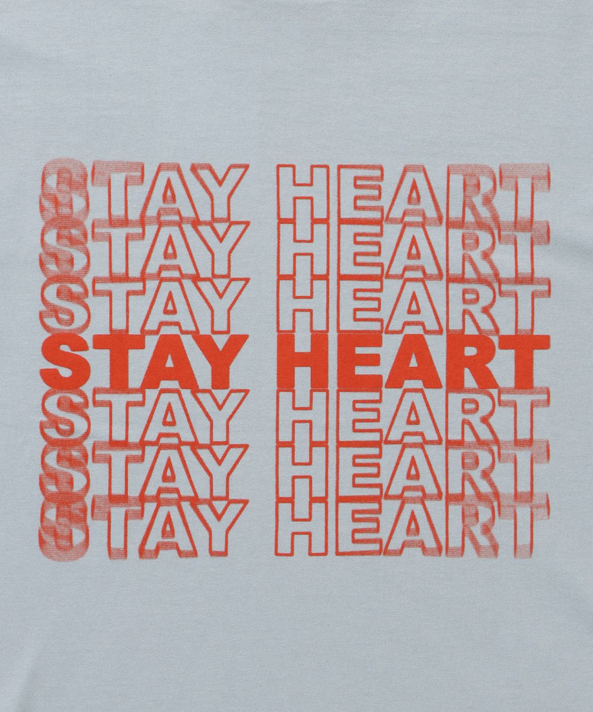 メッセージロゴショート丈Tシャツ / Tシャツ クルーネック 半袖 プリント ぼかしロゴ 【短丈】 ライトブルー