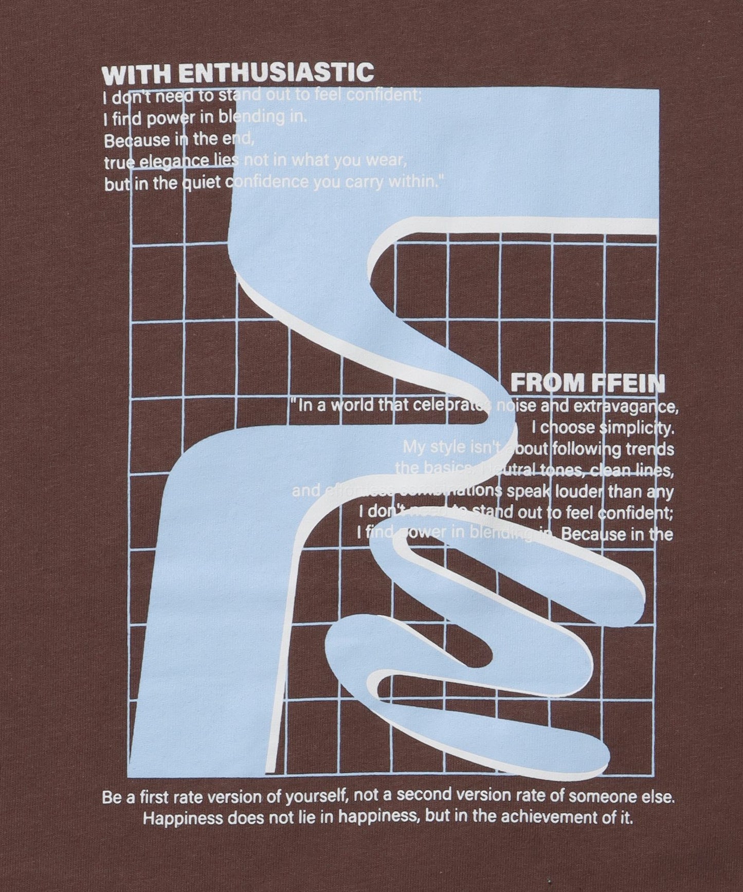 アートデザインショート丈Tシャツ / Tシャツ 短丈 クルーネック 半袖 モカ