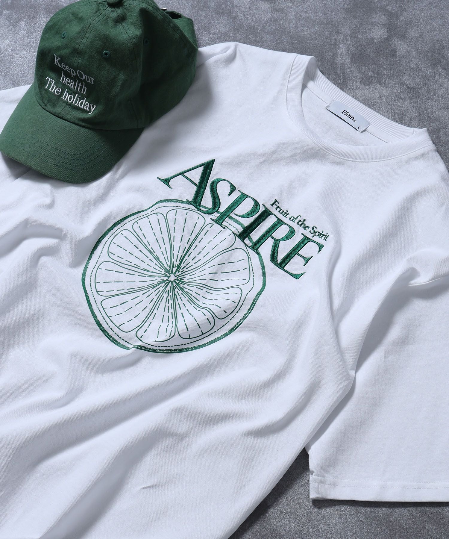 【FFEIN(フェイン)】刺繍ロゴフルーツTシャツ / オレンジ Tシャツ 短丈 クルーネック 半袖 その他1