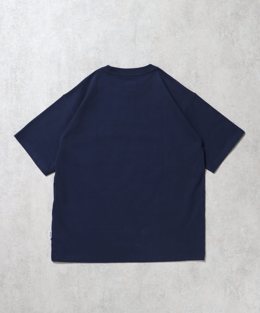 刺繍ロゴフルーツTシャツ / オレンジ Tシャツ 短丈 クルーネック 半袖 ネイビー