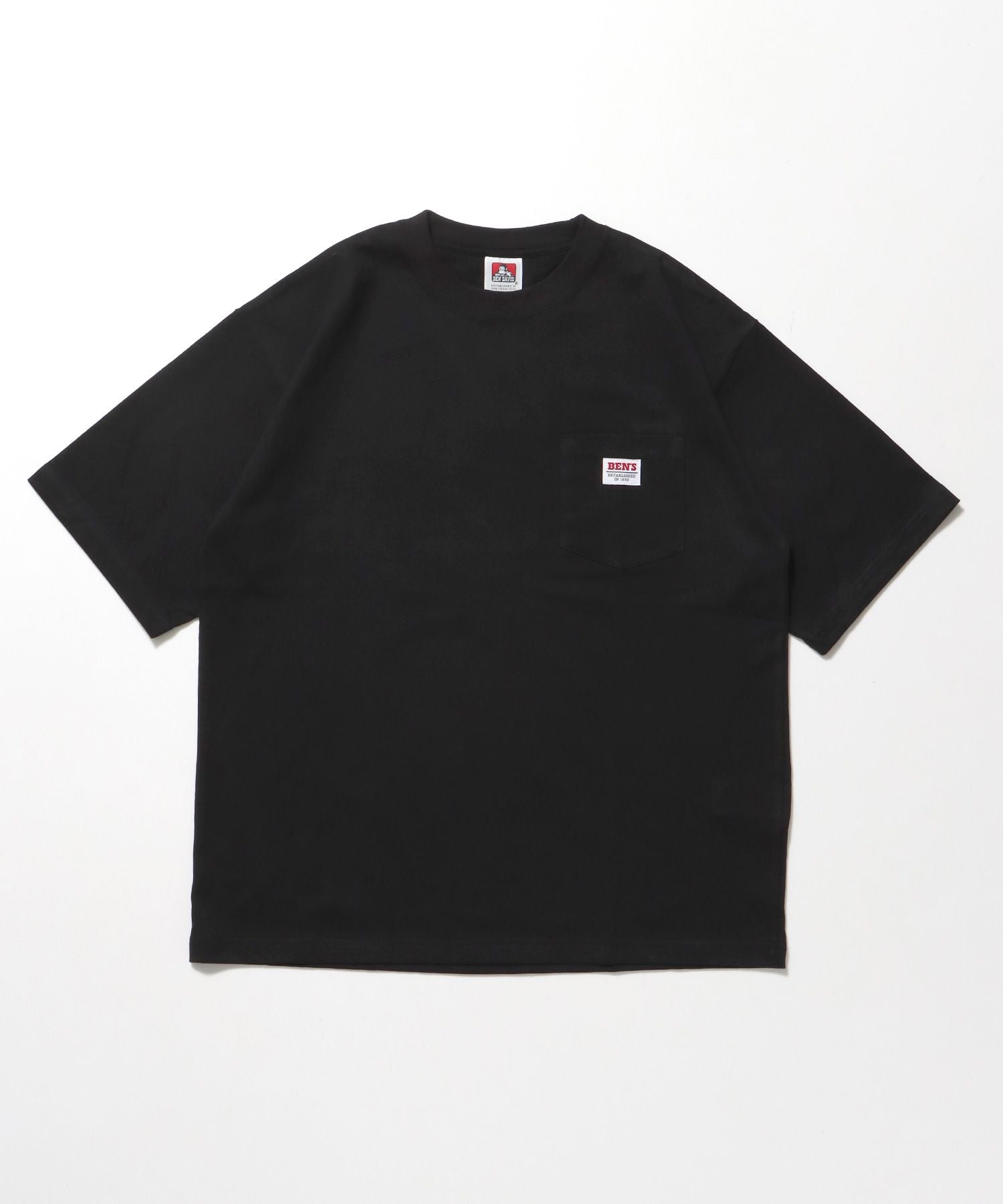 【BEN DAVIS(ベンデイビス)】BIG POCKET TEE ZF / ポケット 半袖 ワンポイント ワイドシルエット ヘビーウエイト クルーネック ブラック