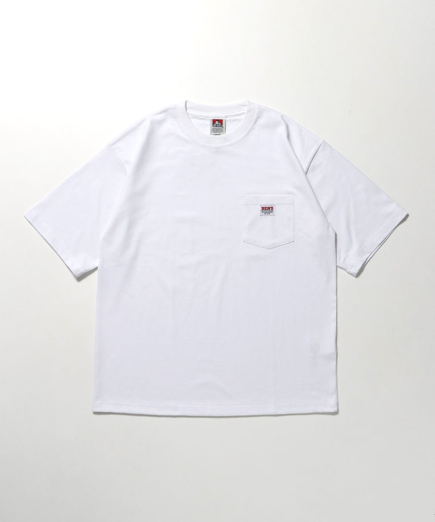【BEN DAVIS(ベンデイビス)】BIG POCKET TEE ZF / ポケット 半袖 ワンポイント ワイドシルエット ヘビーウエイト クルーネック ホワイト