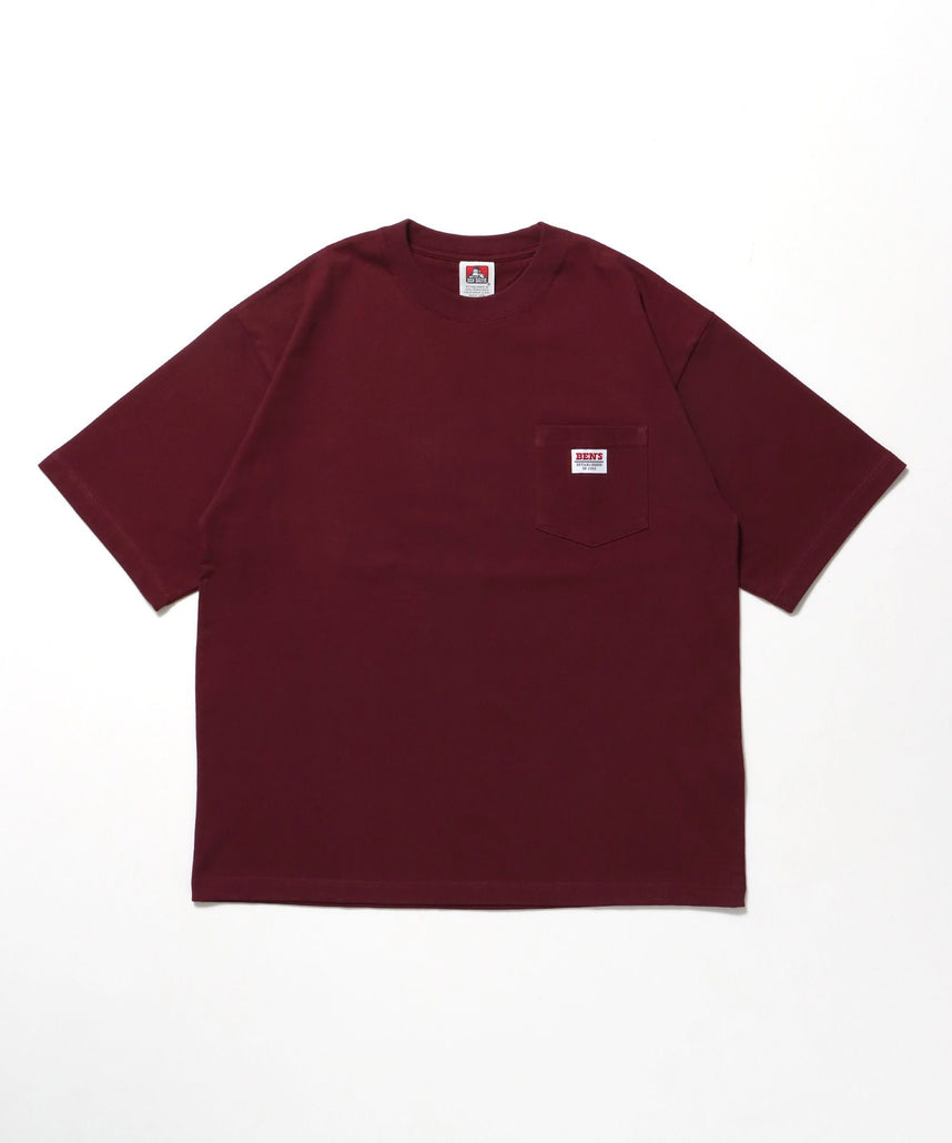 【BEN DAVIS(ベンデイビス)】BIG POCKET TEE ZF / ポケット 半袖 ワンポイント ワイドシルエット ヘビーウエイト クルーネック ワイン