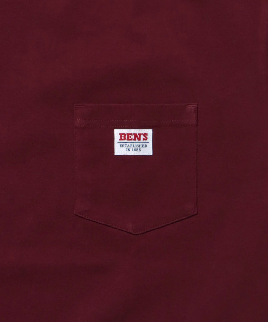 BIG POCKET TEE ZF / ポケット 半袖 ワンポイント ワイドシルエット ヘビーウエイト クルーネック ワイン