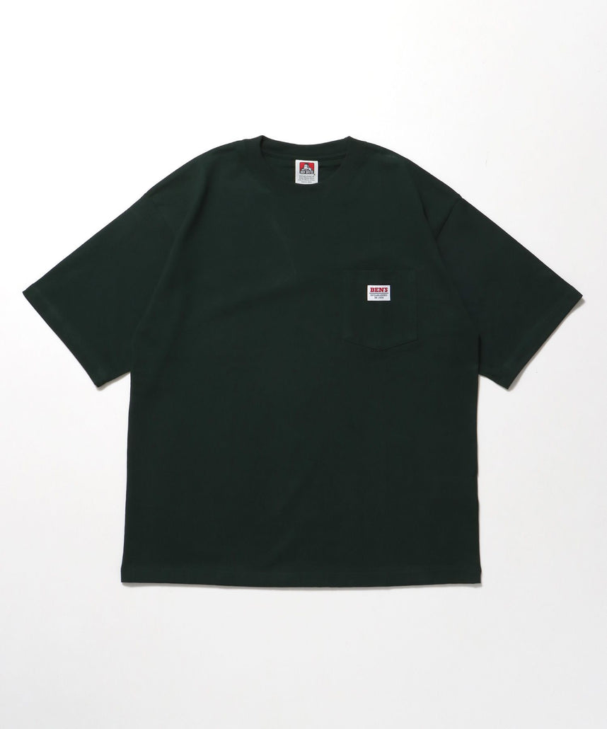 【BEN DAVIS(ベンデイビス)】BIG POCKET TEE ZF / ポケット 半袖 ワンポイント ワイドシルエット ヘビーウエイト クルーネック ダークグリーン