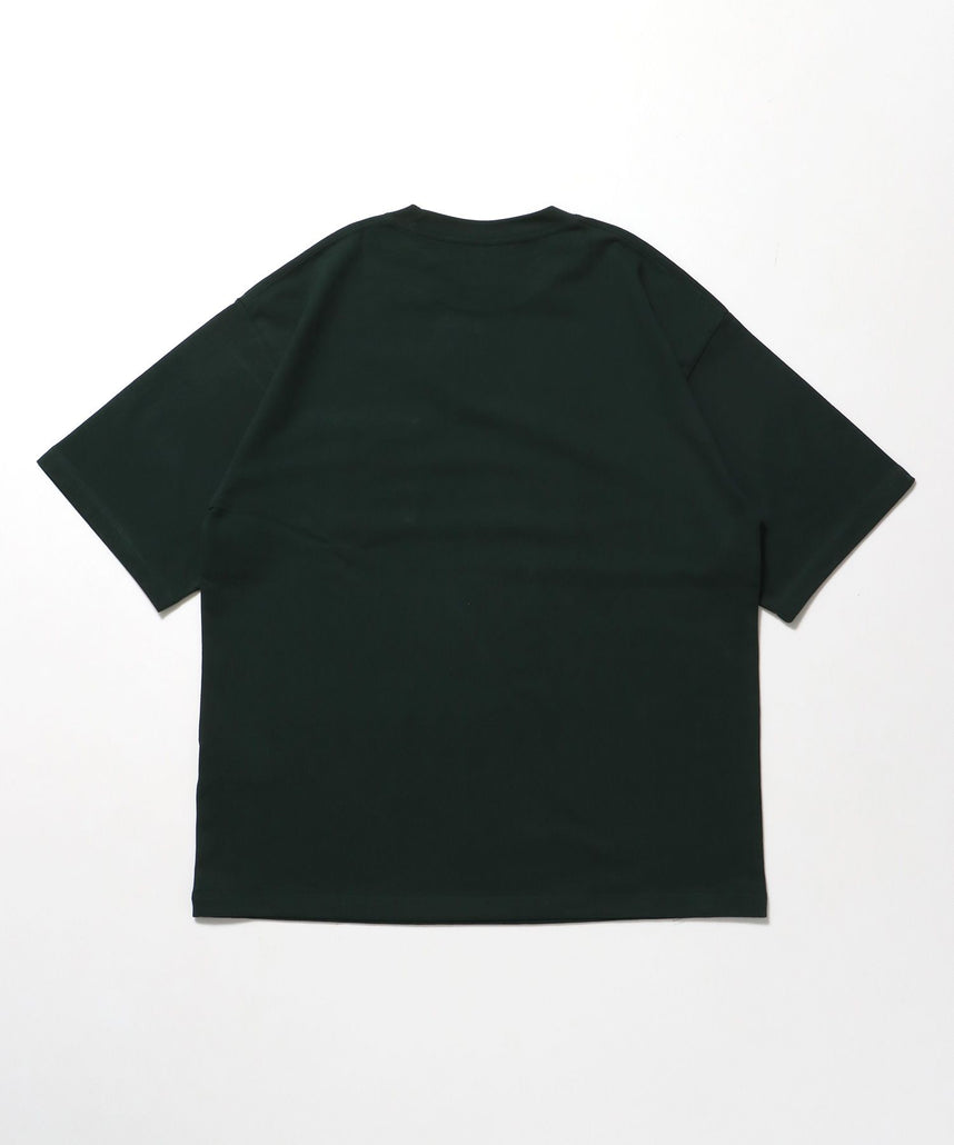 BIG POCKET TEE ZF / ポケット 半袖 ワンポイント ワイドシルエット ヘビーウエイト クルーネック ダークグリーン