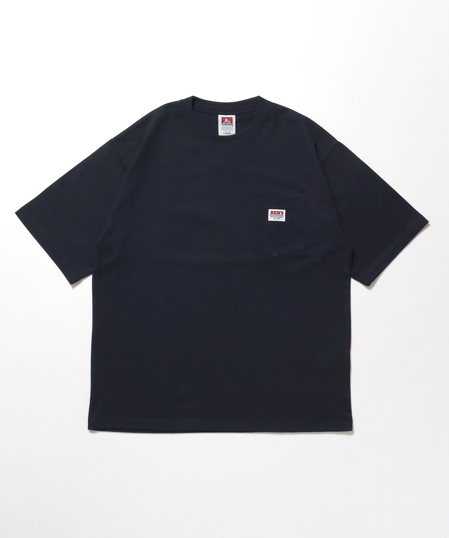 【BEN DAVIS(ベンデイビス)】BIG POCKET TEE ZF / ポケット 半袖 ワンポイント ワイドシルエット ヘビーウエイト クルーネック ネイビー