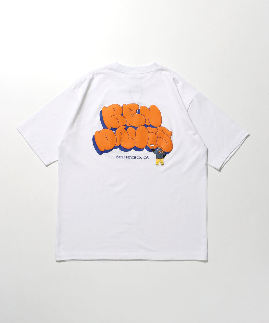 【BEN DAVIS(ベンデイビス)】BUBBLE LOGO TEE NV / Tシャツ クルーネック 半袖 プリント ホワイト