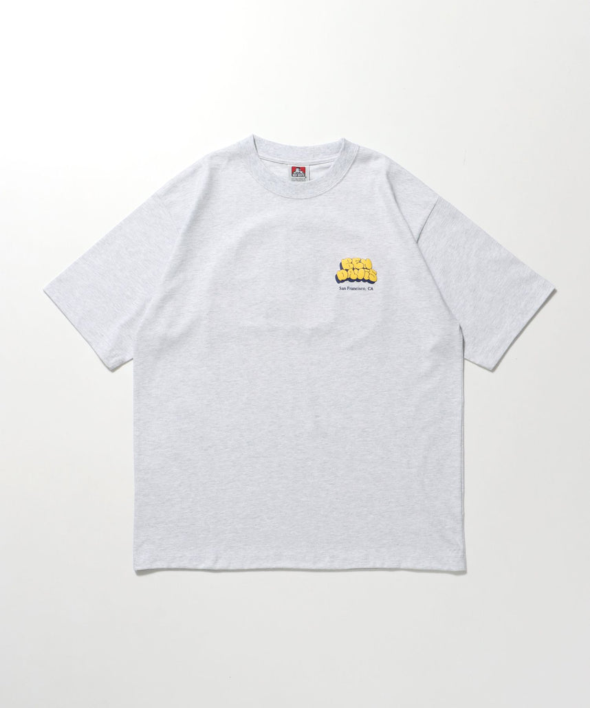 【BEN DAVIS(ベンデイビス)】BUBBLE LOGO TEE NV / Tシャツ クルーネック 半袖 プリント アッシュグレー