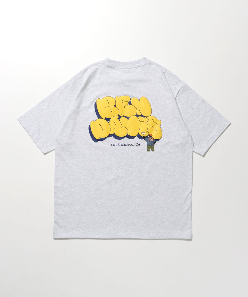 【BEN DAVIS(ベンデイビス)】BUBBLE LOGO TEE NV / Tシャツ クルーネック 半袖 プリント アッシュグレー