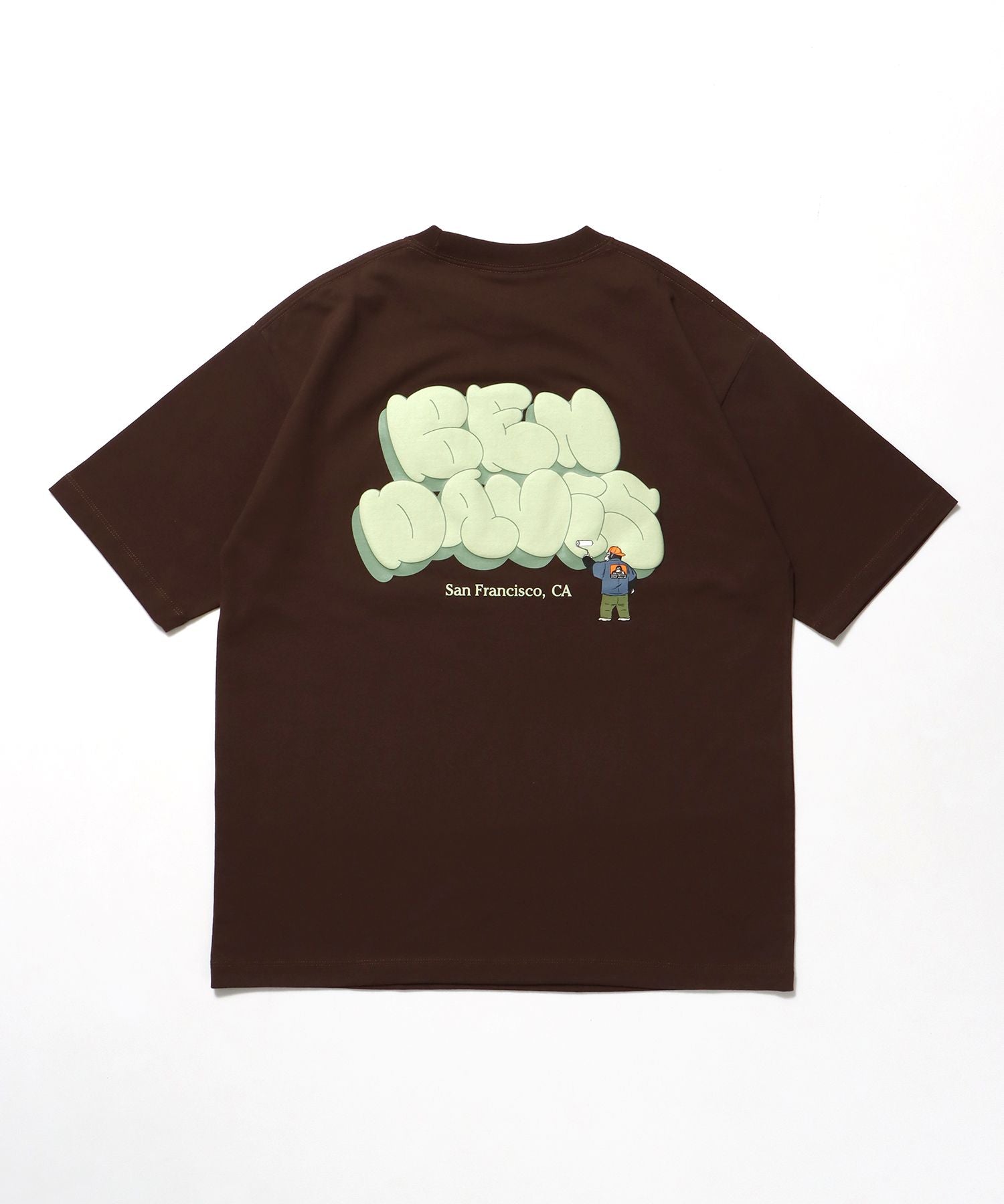 【BEN DAVIS(ベンデイビス)】BUBBLE LOGO TEE NV / Tシャツ クルーネック 半袖 プリント ブラウン