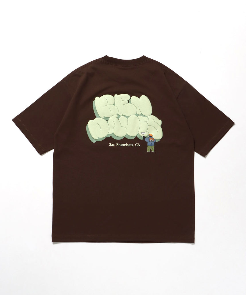 【BEN DAVIS(ベンデイビス)】BUBBLE LOGO TEE NV / Tシャツ クルーネック 半袖 プリント ブラウン
