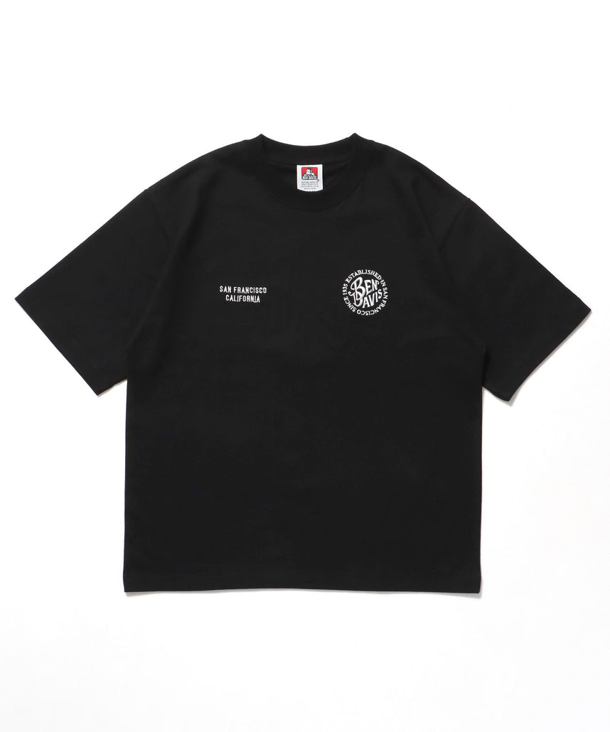 【BEN DAVIS(ベンデイビス)】CIRCLE EMB CROPPED TEE NV / Tシャツ 短丈 クルーネック 半袖 ブラック