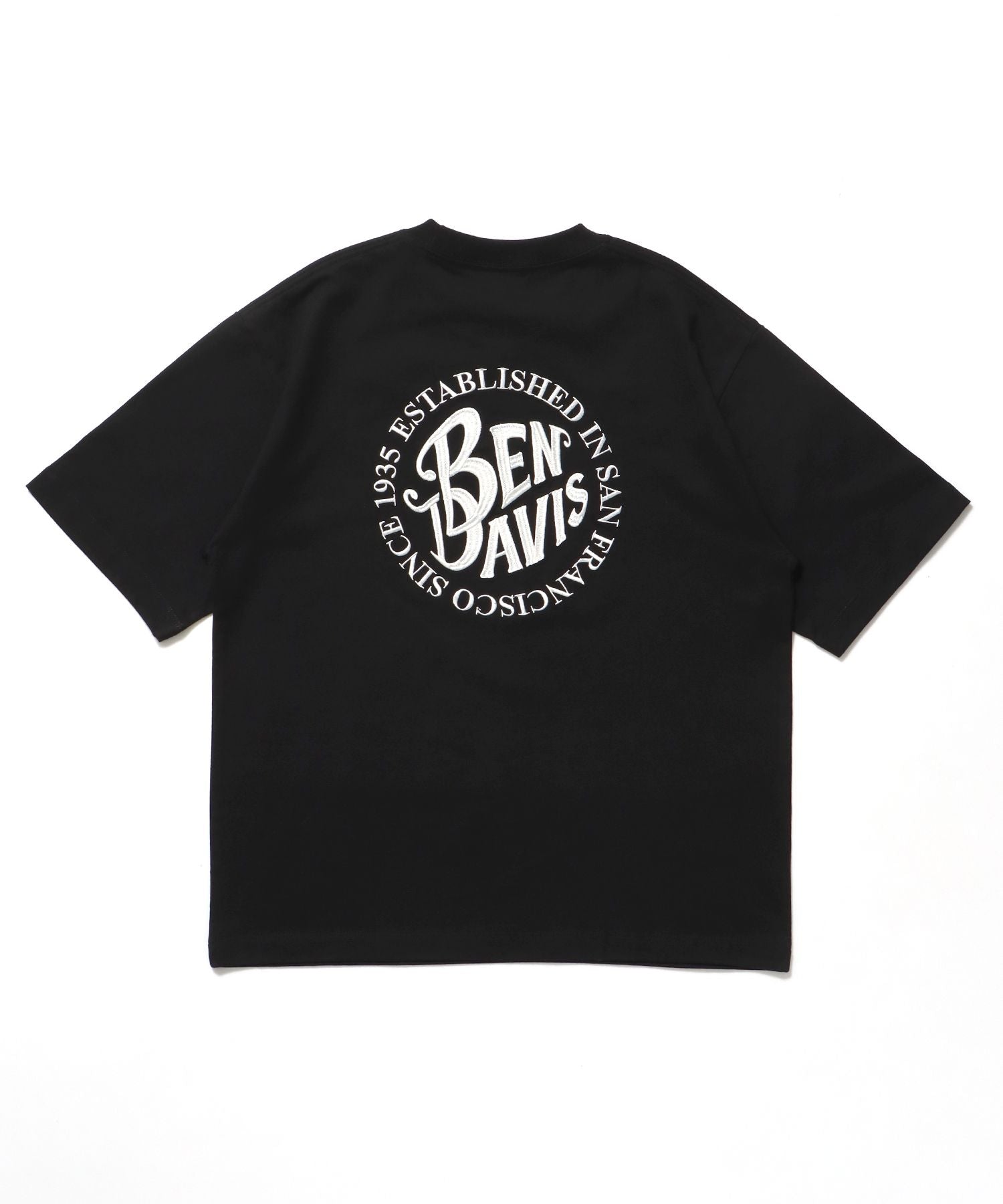 【BEN DAVIS(ベンデイビス)】CIRCLE EMB CROPPED TEE NV / Tシャツ 短丈 クルーネック 半袖 ブラック