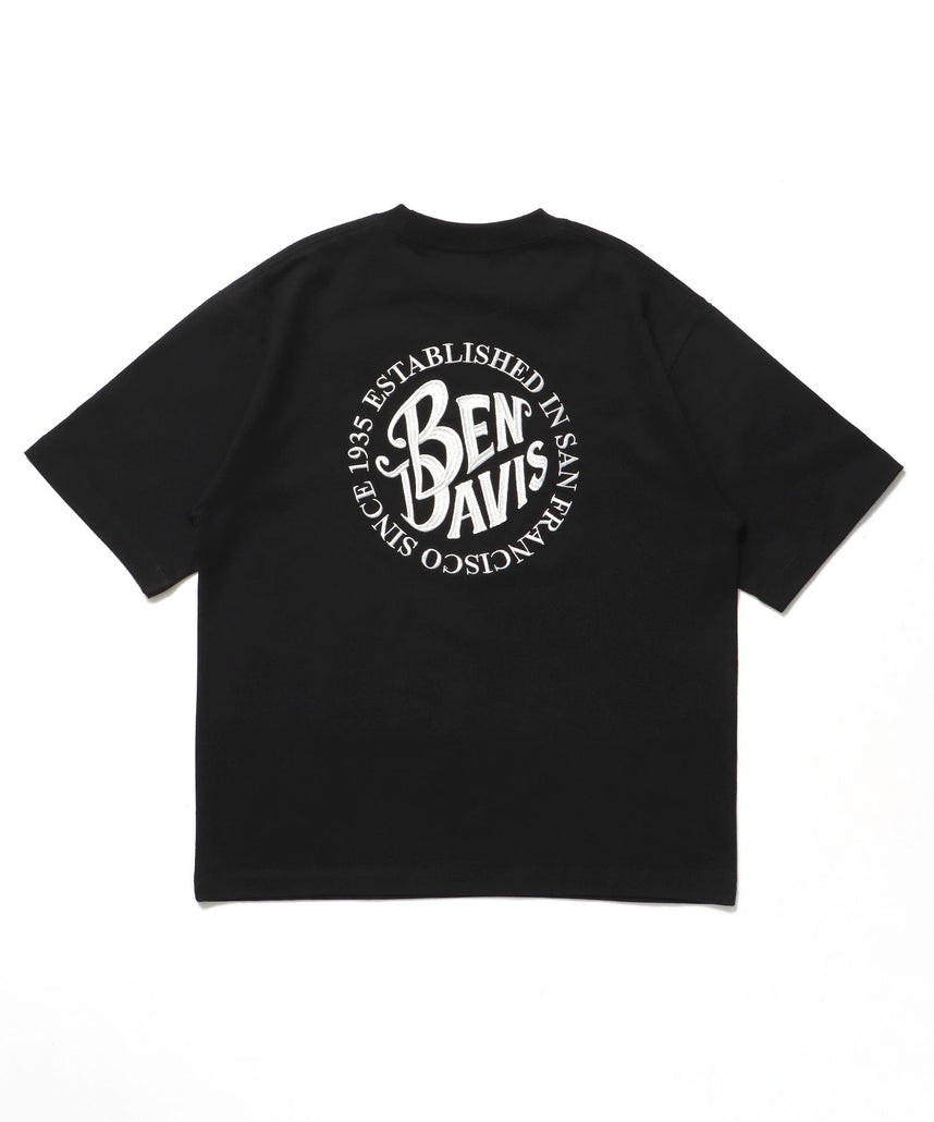 【BEN DAVIS(ベンデイビス)】CIRCLE EMB CROPPED TEE NV / Tシャツ 短丈 クルーネック 半袖 ブラック