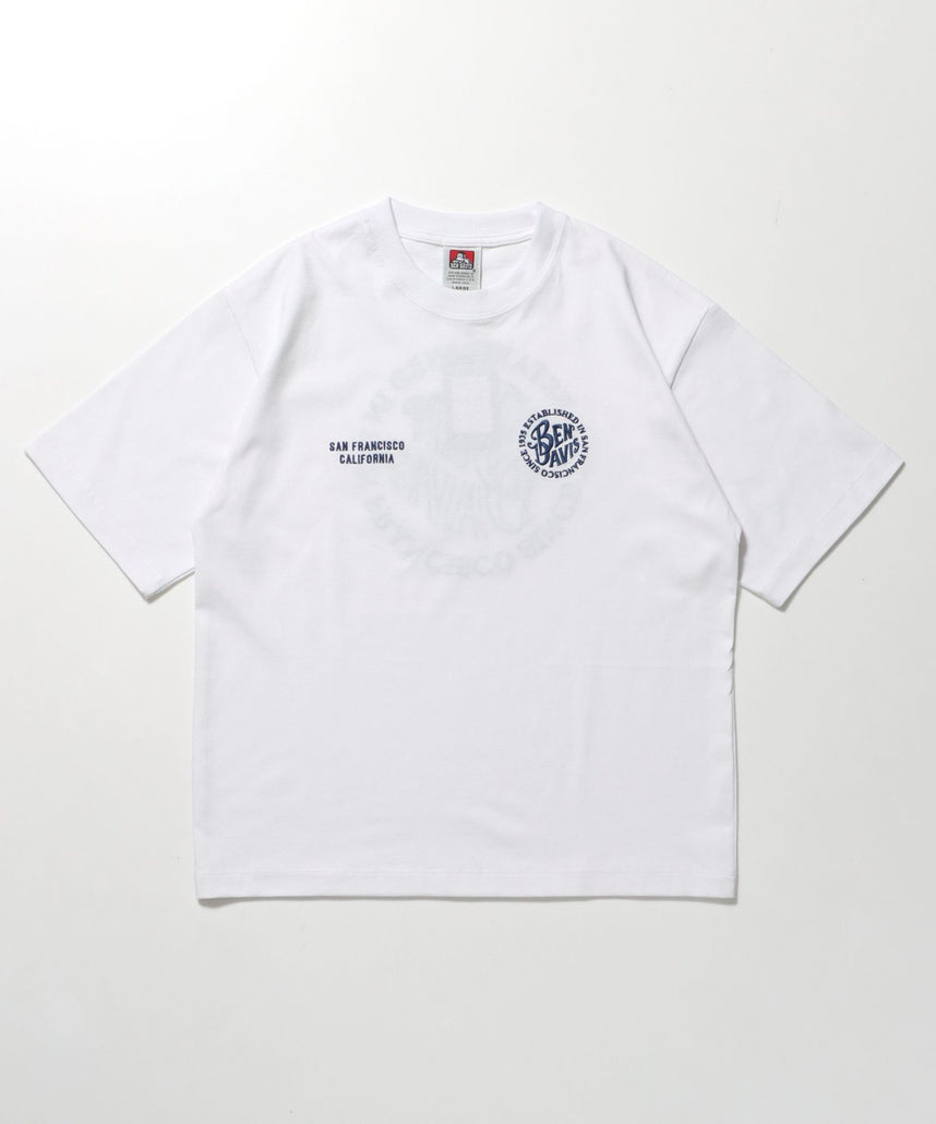 【BEN DAVIS(ベンデイビス)】CIRCLE EMB CROPPED TEE NV / Tシャツ 短丈 クルーネック 半袖 ホワイト