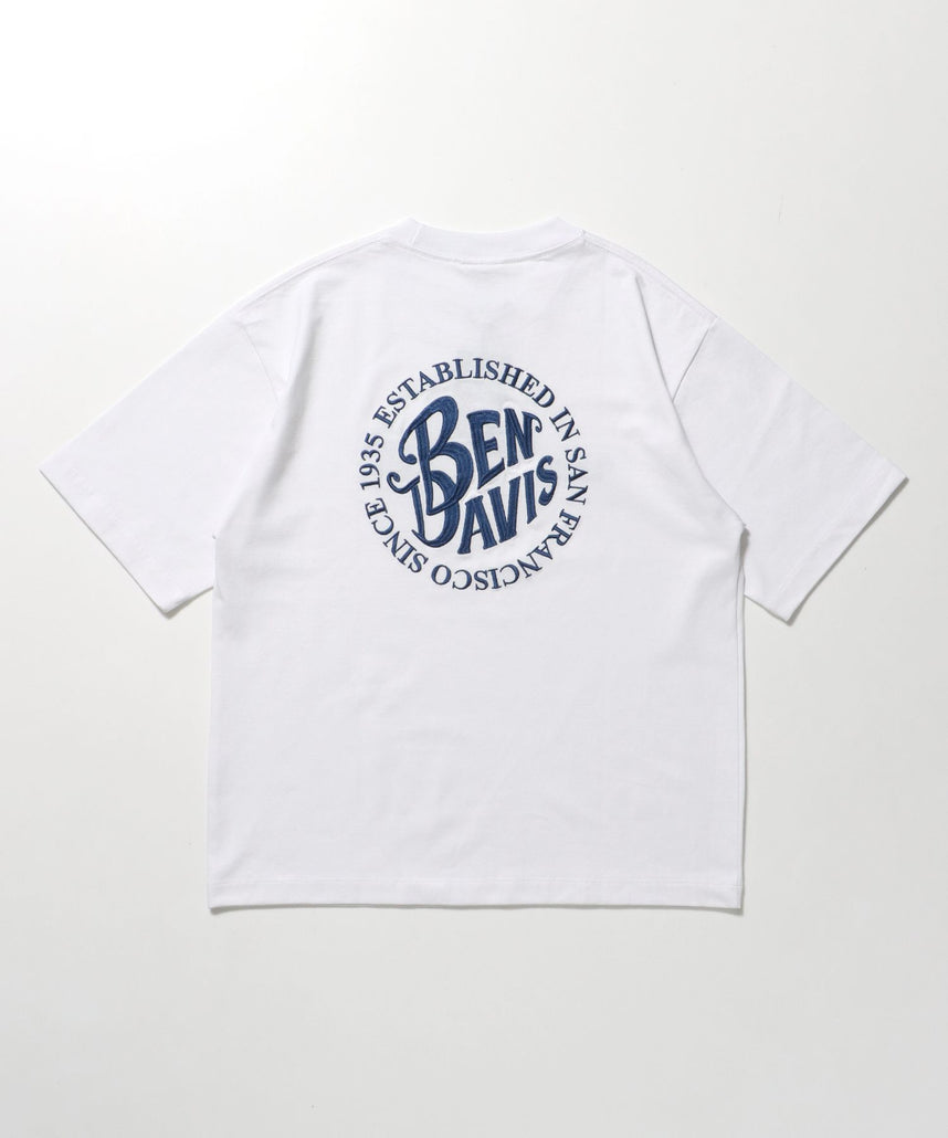 【BEN DAVIS(ベンデイビス)】CIRCLE EMB CROPPED TEE NV / Tシャツ 短丈 クルーネック 半袖 ホワイト