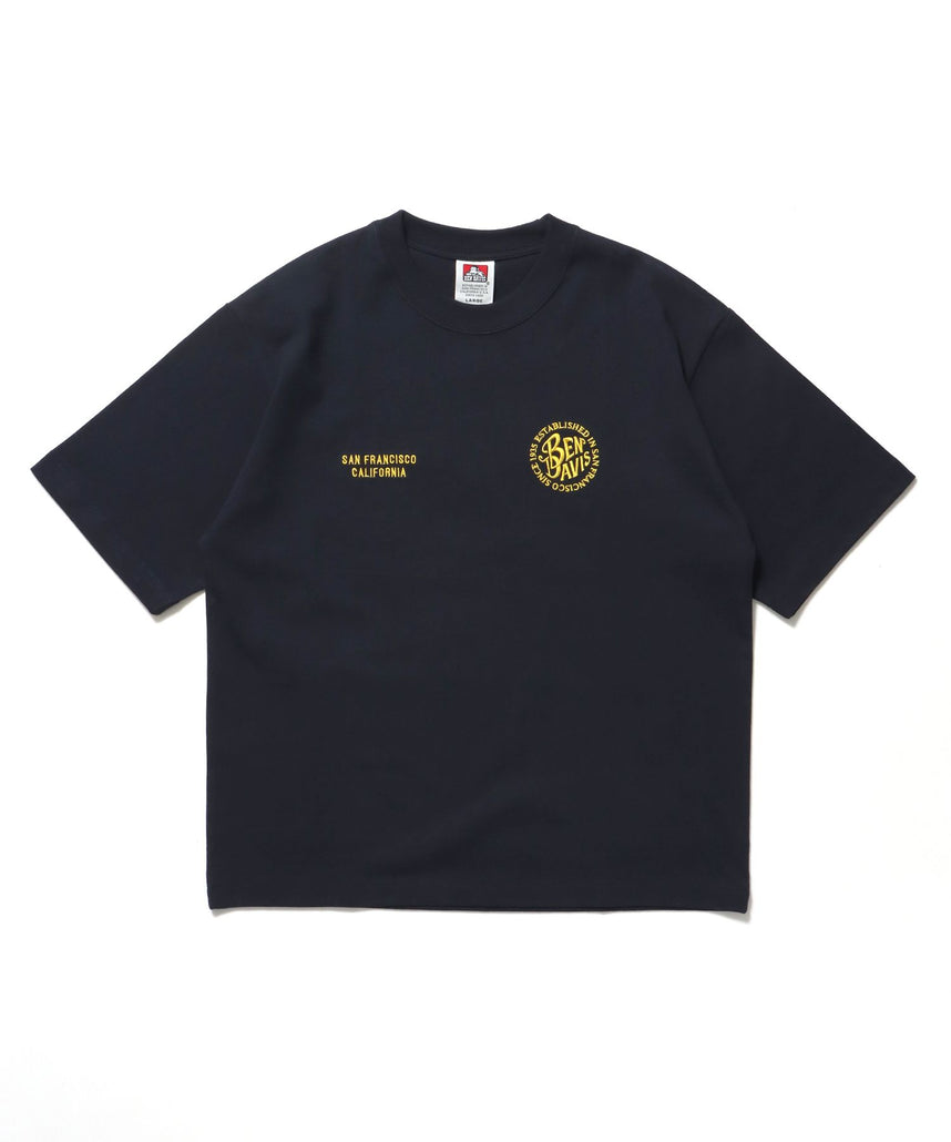 【BEN DAVIS(ベンデイビス)】CIRCLE EMB CROPPED TEE NV / Tシャツ 短丈 クルーネック 半袖 ネイビー