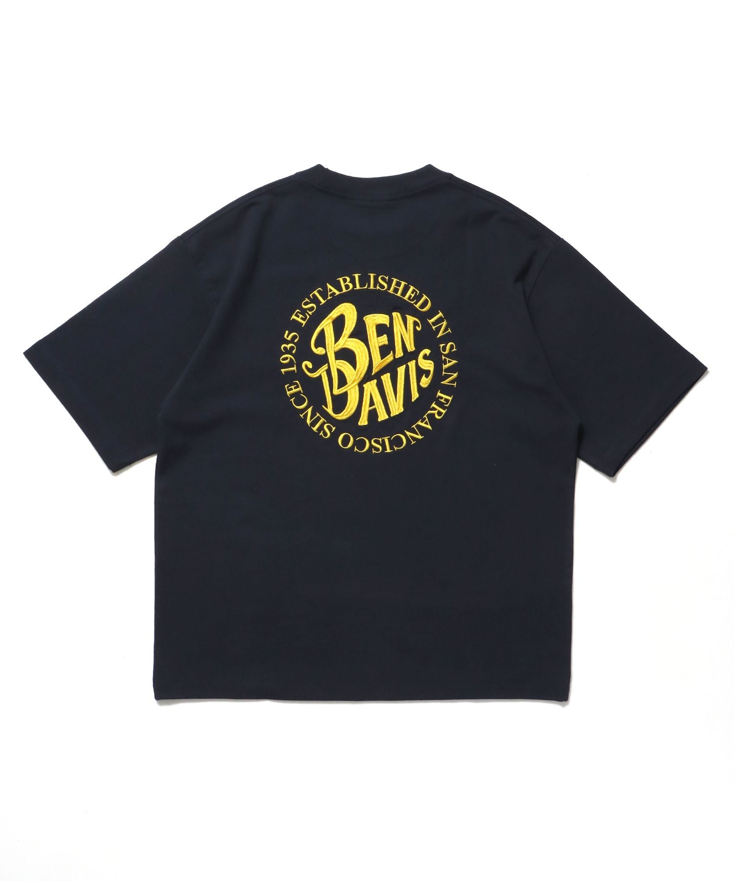 【BEN DAVIS(ベンデイビス)】CIRCLE EMB CROPPED TEE NV / Tシャツ 短丈 クルーネック 半袖 ネイビー