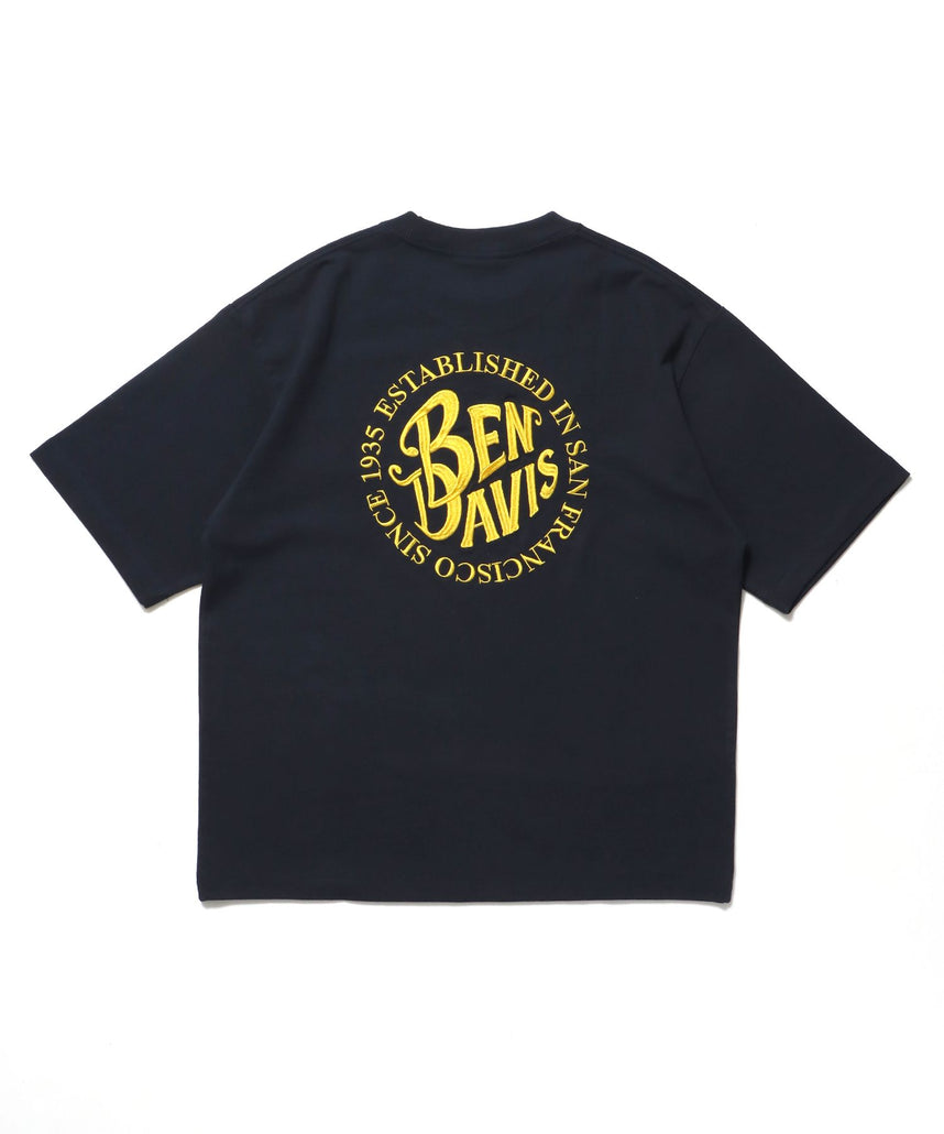 【BEN DAVIS(ベンデイビス)】CIRCLE EMB CROPPED TEE NV / Tシャツ 短丈 クルーネック 半袖 ネイビー