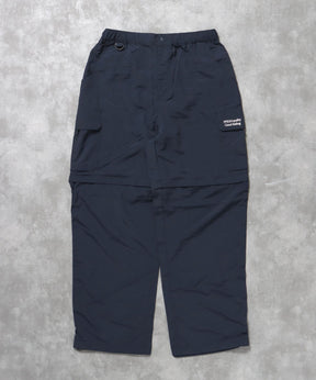 2WAYナイロンテックワイドカーゴパンツ / ナイロン ハーフパンツ ショーツ ドローコード セットアップ対応 ネイビー