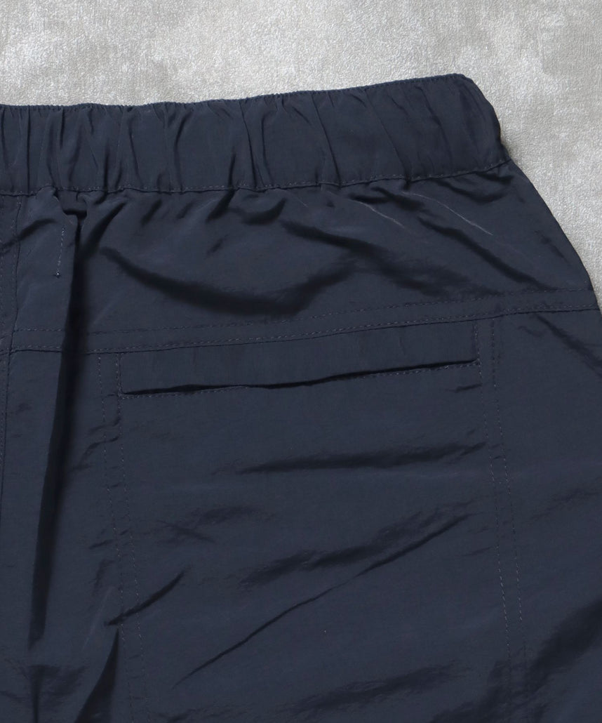2WAYナイロンテックワイドカーゴパンツ / ナイロン ハーフパンツ ショーツ ドローコード セットアップ対応 ネイビー