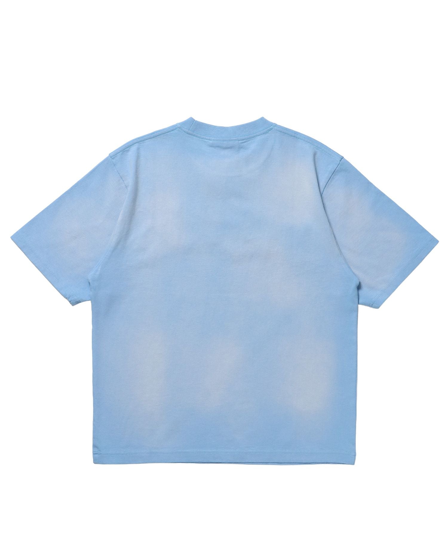 sqnz applique washed tee / Tシャツ 半袖 クルーネック 加工 フリンジ ライトブルー