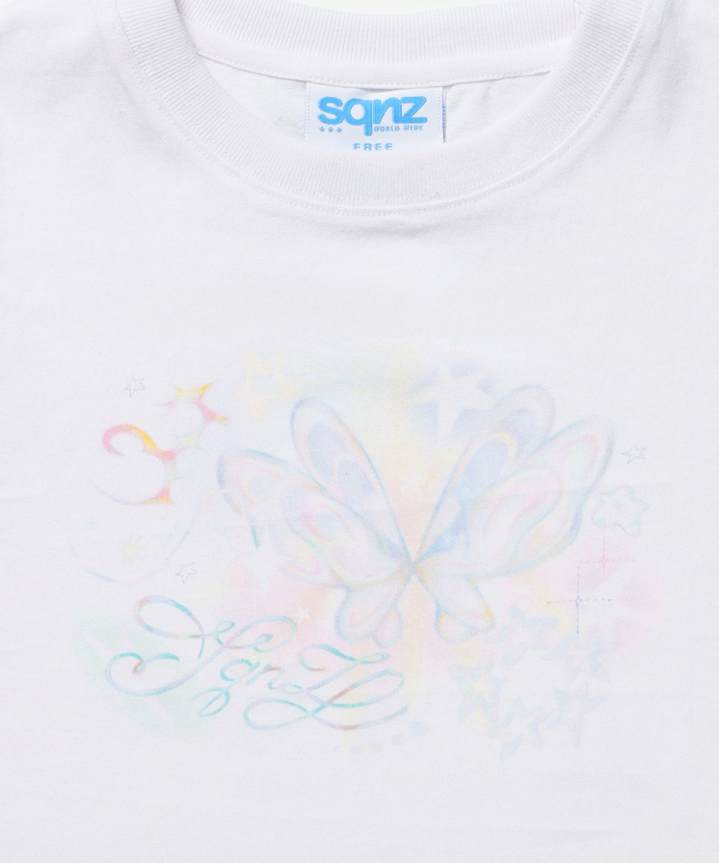 sqnz ladies tee / Tシャツ 半袖 クルーネック レディース チビT ピチT ホワイト