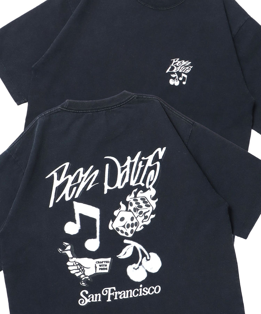 【BEN DAVIS(ベンデイビス)】BLURRED VNTG TEE / Tシャツ 半袖 クルーネック オーバーサイズ 刺繍 ブラック