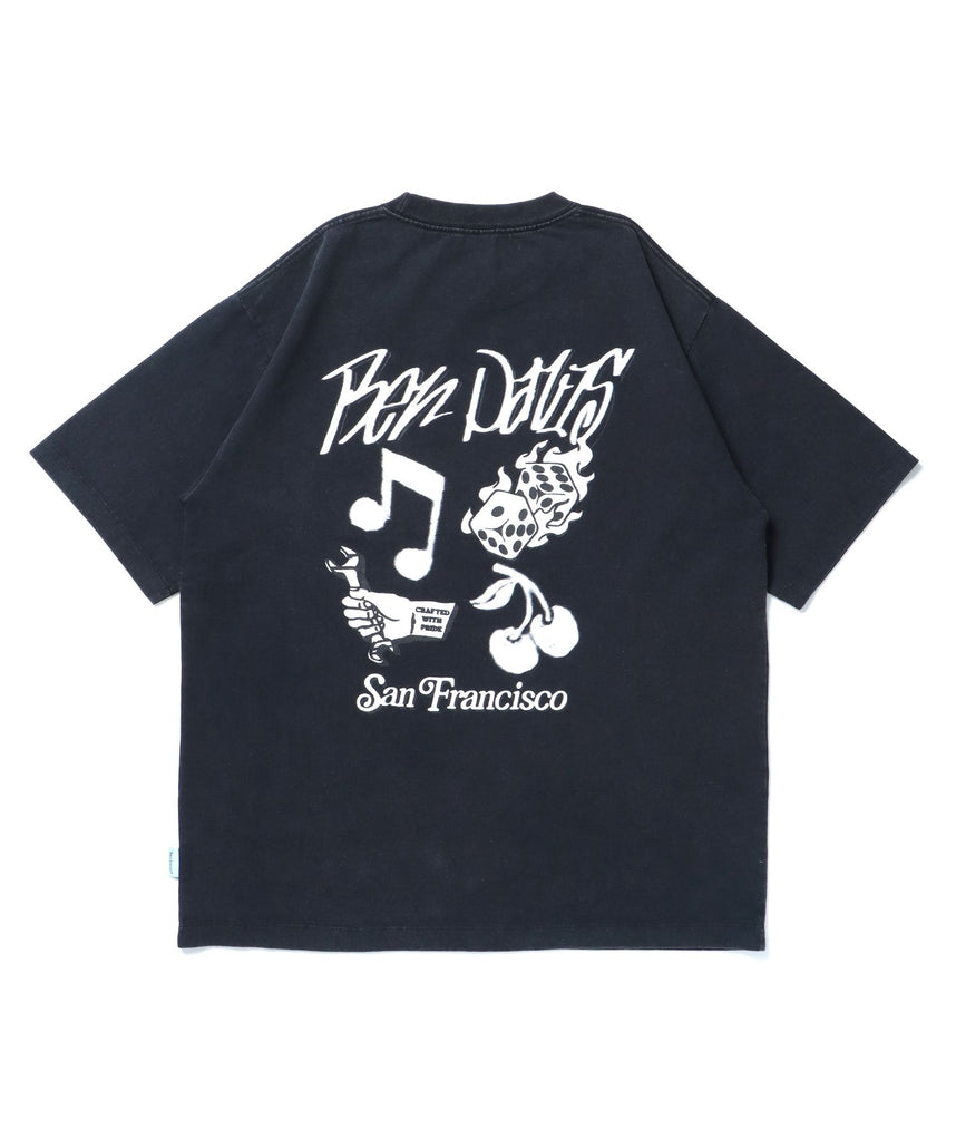 【BEN DAVIS(ベンデイビス)】BLURRED VNTG TEE / Tシャツ 半袖 クルーネック オーバーサイズ 刺繍 ブラック