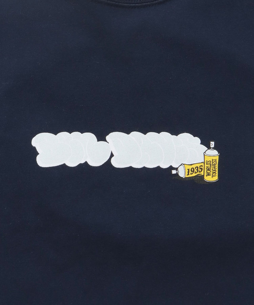 OVERLAP BAVCK SIDE COOL TOUCH TEE / Tシャツ クルーネック 半袖 オーバーサイズ ワンポイント 接触冷感 ネイビー