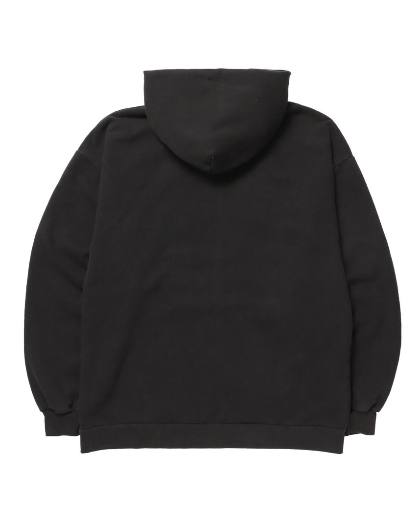 APPLIQUE STONE FADE ZIP P/K / ラインストーン ジップパーカー ダブルジップ 裏起毛 加工 【セットアップ】 ブラック
