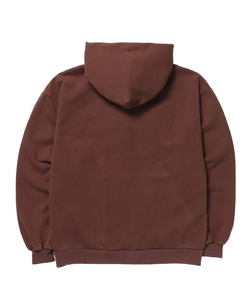 APPLIQUE STONE FADE ZIP P/K / ラインストーン ジップパーカー ダブルジップ 裏起毛 加工 【セットアップ着用可】 モカ