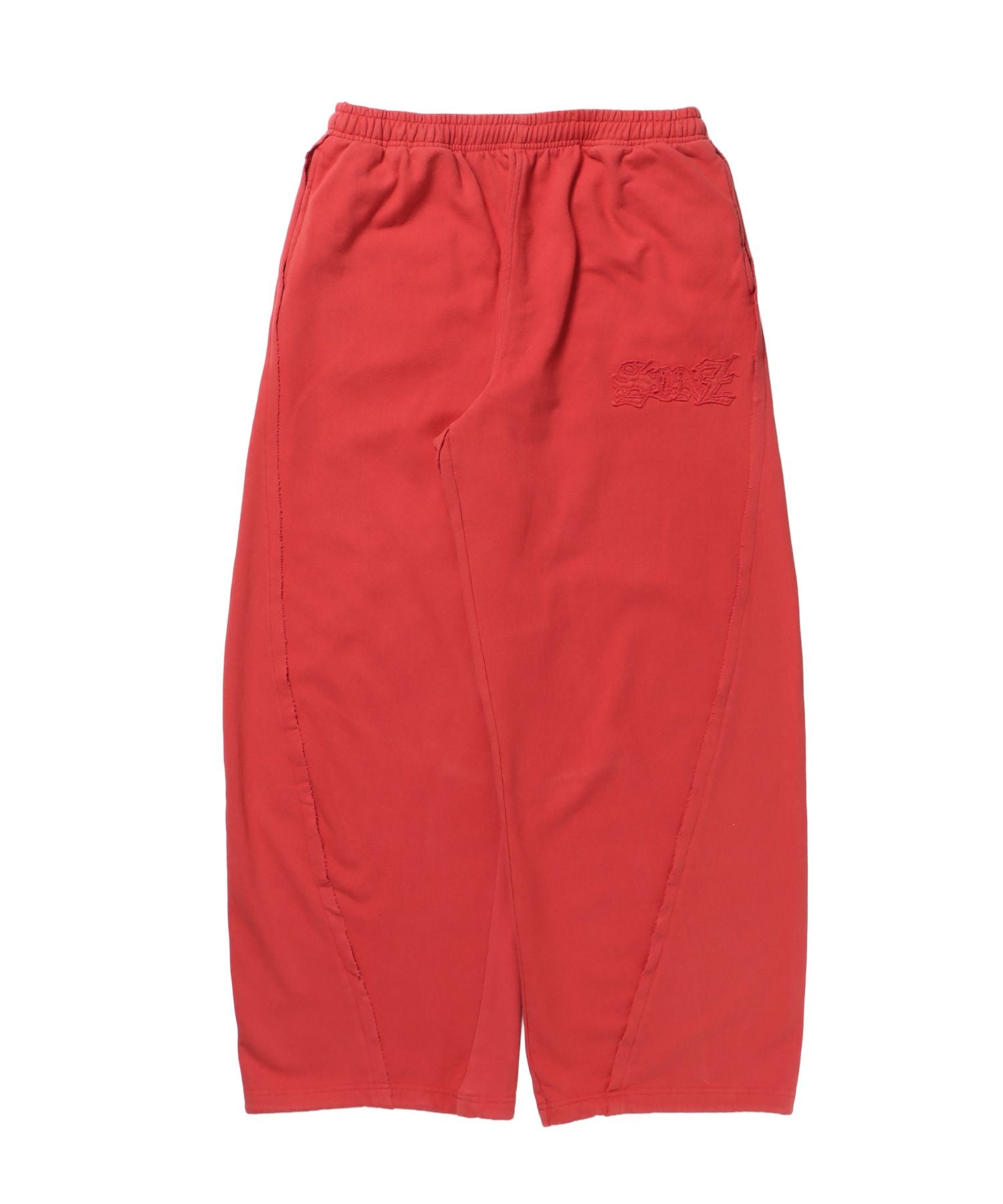 【SEQUENZ(シークエンズ)】WASHED CURVE SWEAT PANTS / カーブ スウェットパンツ 加工 裏起毛 【セットアップ】 レッド