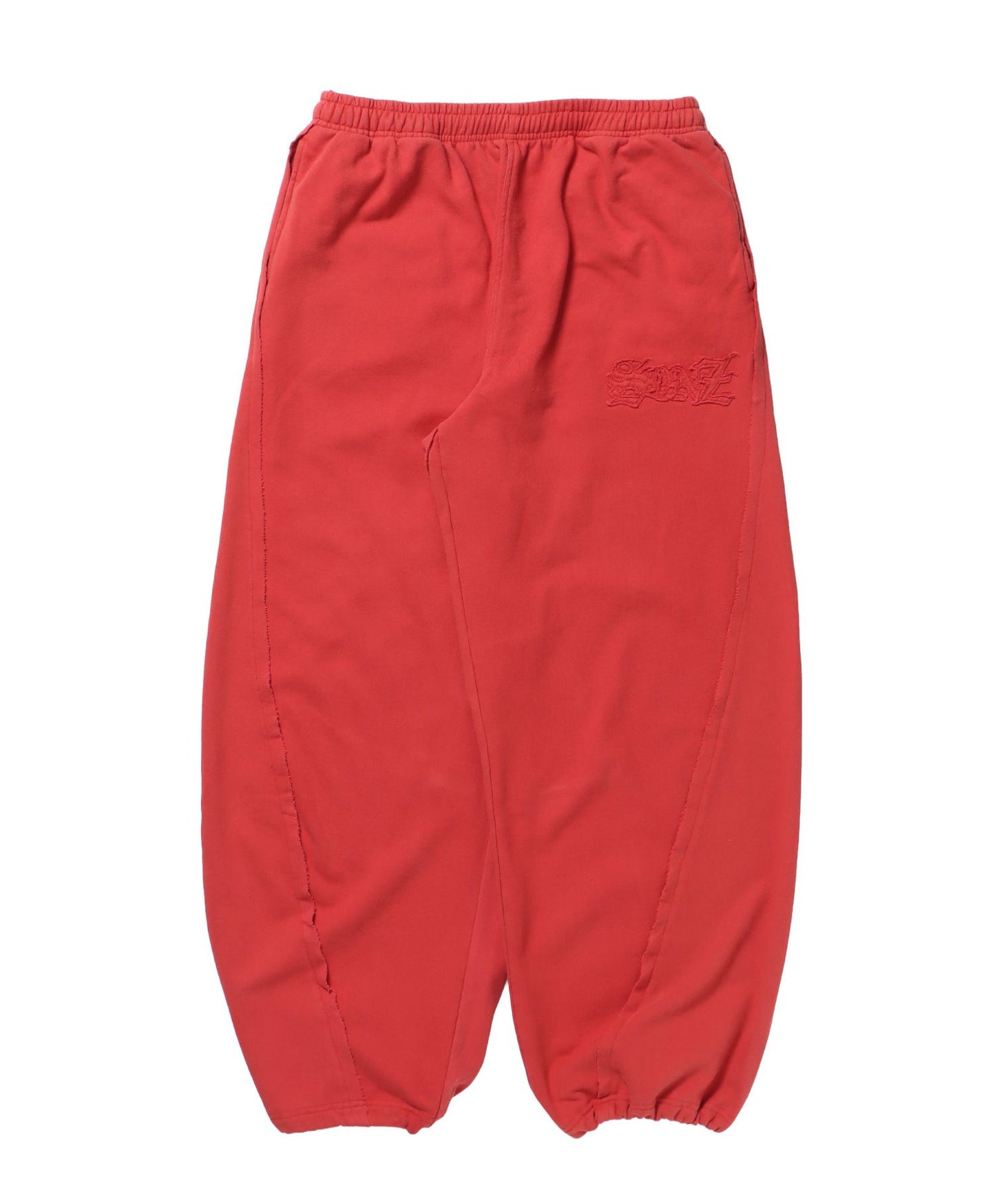 【SEQUENZ(シークエンズ)】WASHED CURVE SWEAT PANTS / カーブ スウェットパンツ 加工 裏起毛 【セットアップ】 レッド
