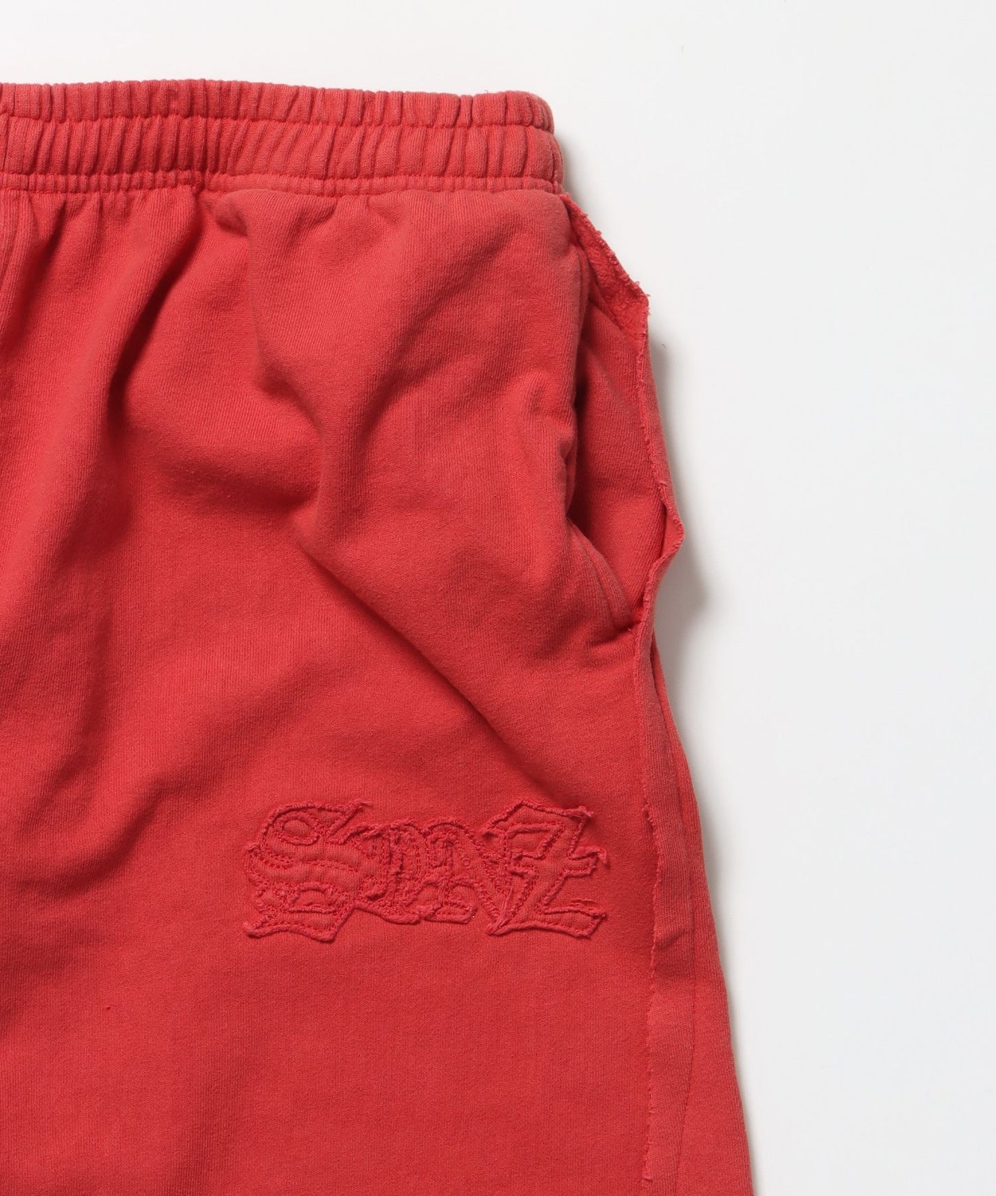 WASHED CURVE SWEAT PANTS / カーブ スウェットパンツ 加工 裏起毛 【セットアップ着用可】 レッド