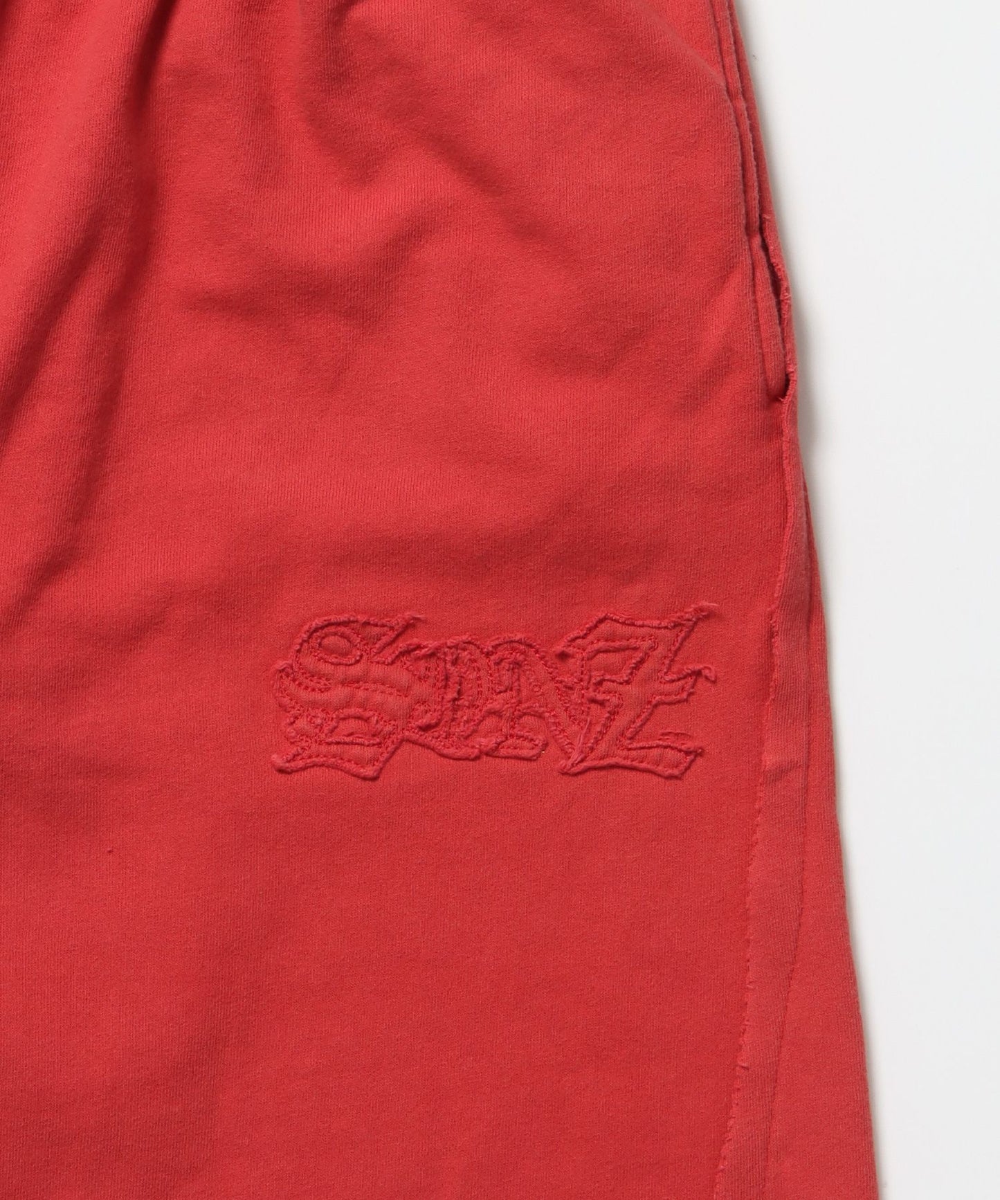 WASHED CURVE SWEAT PANTS / カーブ スウェットパンツ 加工 裏起毛 【セットアップ着用可】 レッド