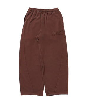WASHED CURVE SWEAT PANTS / カーブ スウェットパンツ 加工 裏起毛 【セットアップ着用可】 モカ