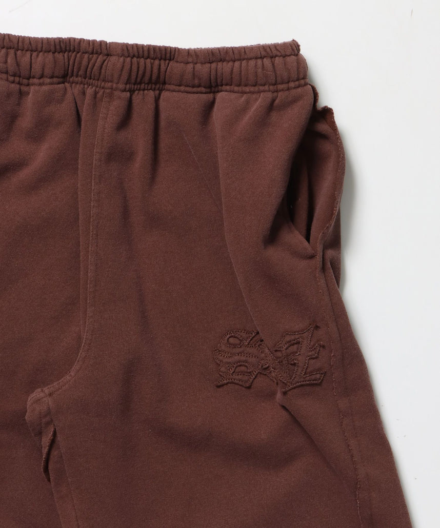 WASHED CURVE SWEAT PANTS / カーブ スウェットパンツ 加工 裏起毛 【セットアップ】 モカ