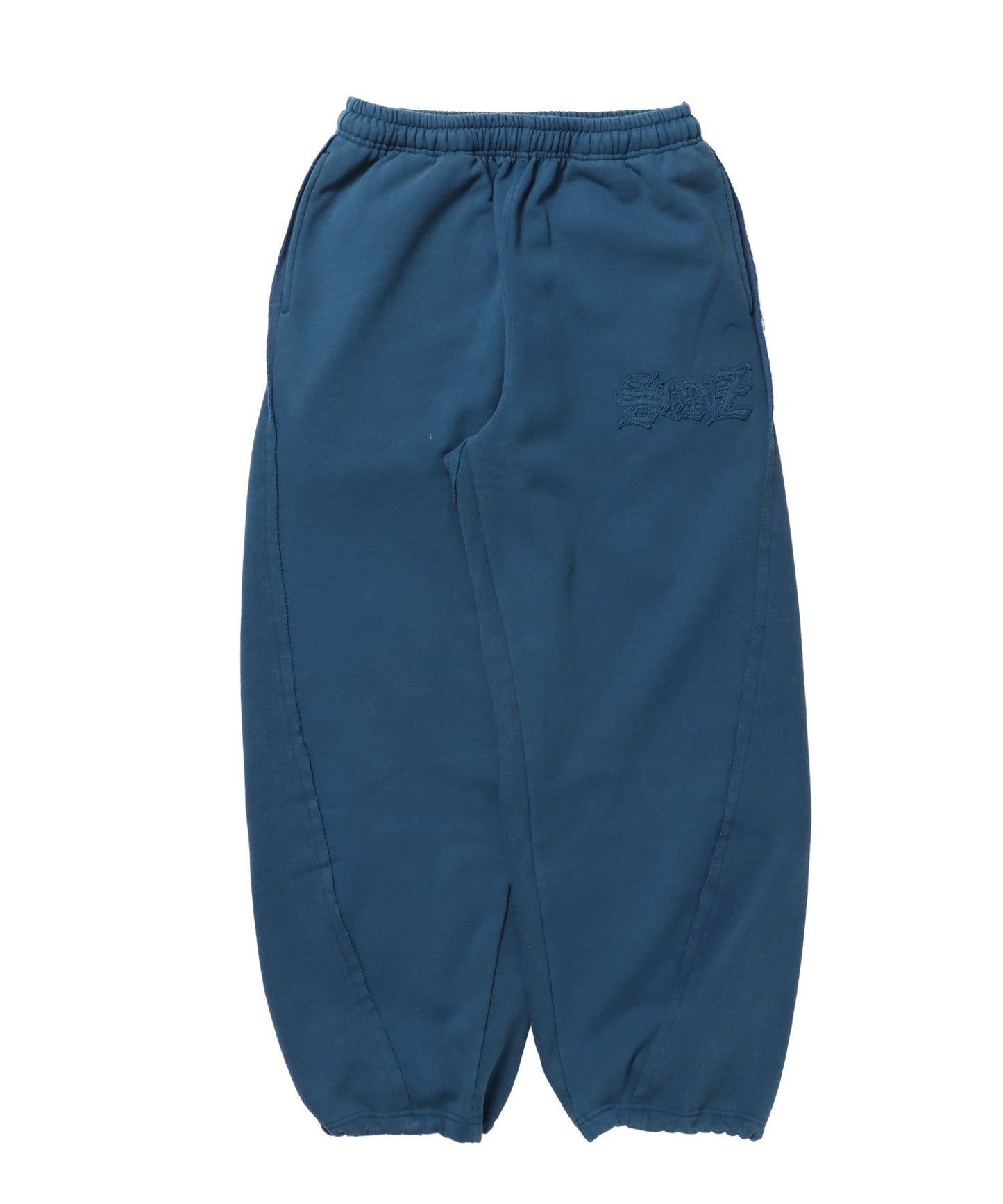 【SEQUENZ(シークエンズ)】WASHED CURVE SWEAT PANTS / カーブ スウェットパンツ 加工 裏起毛 【セットアップ】 ブルー