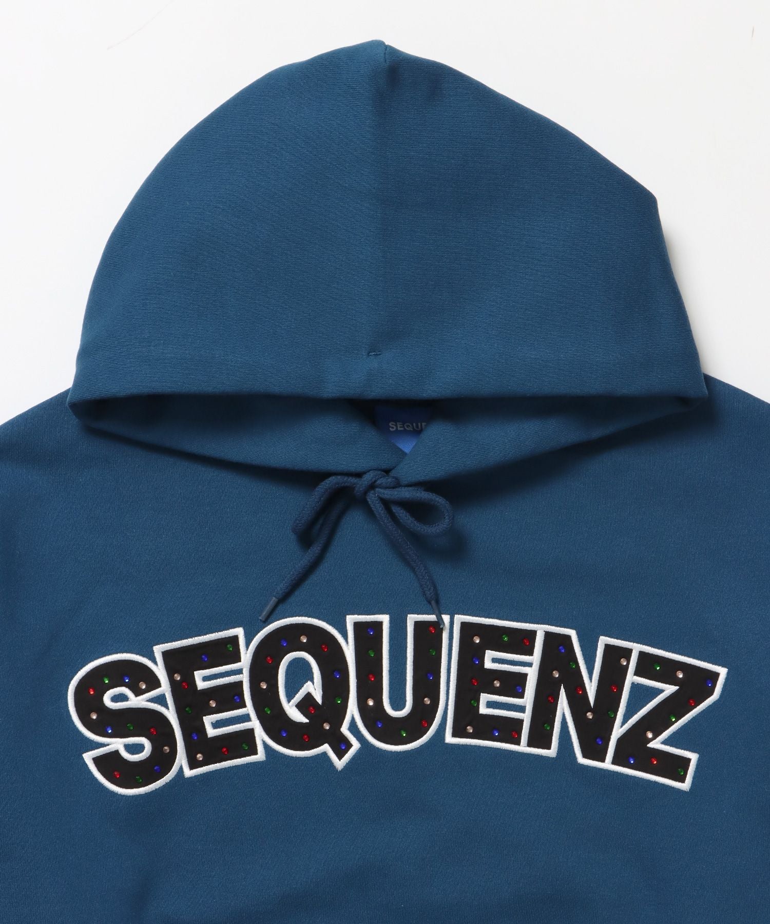 SO LOGO APPLIQUE STONE P/K / ワッペン ラインストーン パーカー スウェット 裏起毛 ブルー