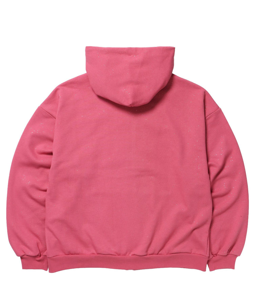 SQNZ LOGO GLITTER ZIP P/K / ジップパーカー ラメプリント ダブルジップ 裏起毛 【セットアップ】 ピンク