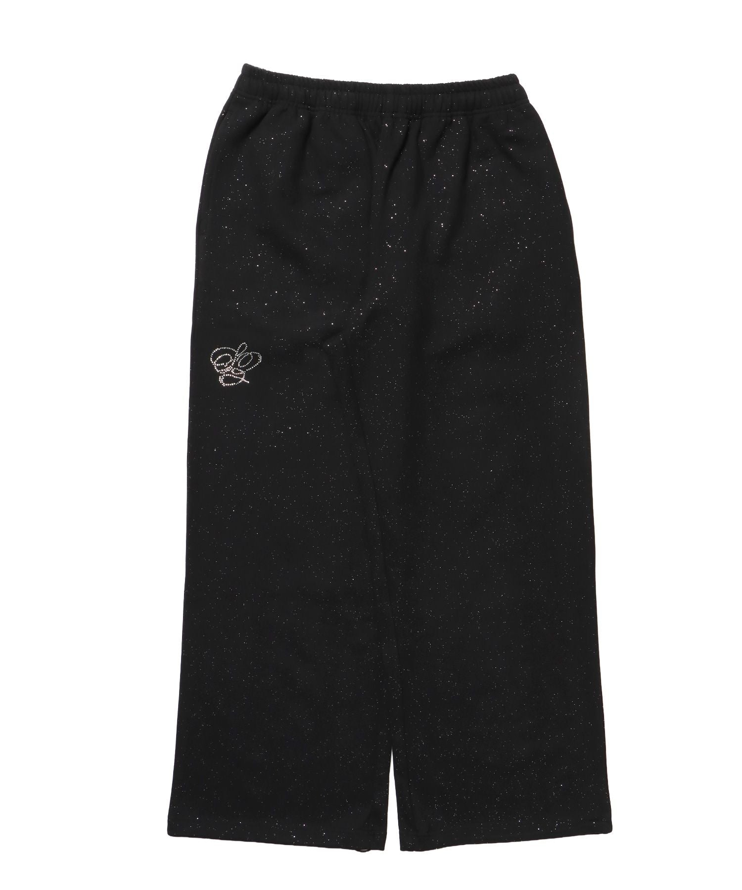 【SEQUENZ(シークエンズ)】SQNZ GLITTER SWEAT PANTS / ラインストーン スウェットパンツ ドローコード 裏起毛 【セットアップ】 ブラック