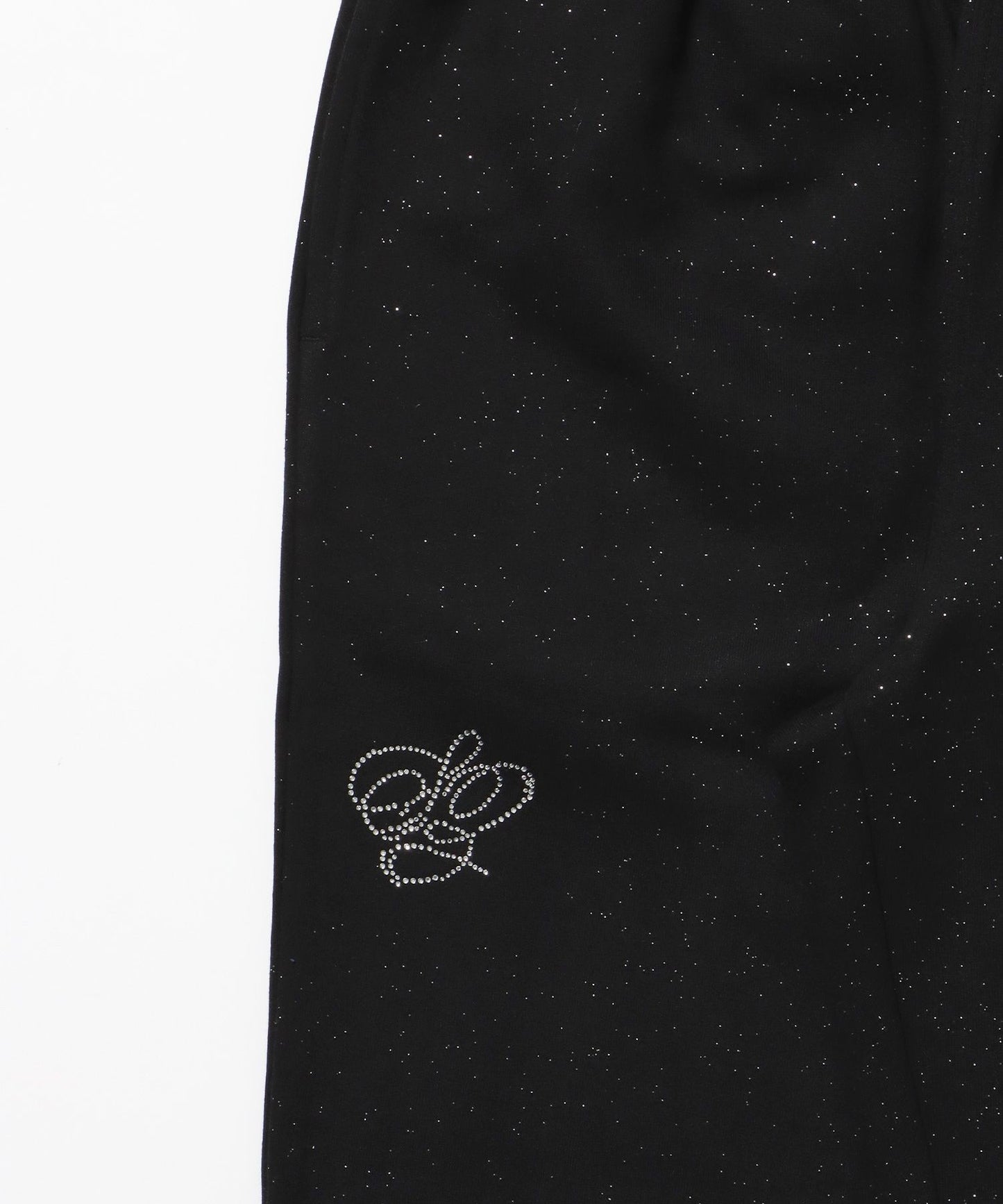 SQNZ GLITTER SWEAT PANTS / グリッター ラインストーン スウェットパンツ ドローコード 裏起毛 【セットアップ着用可】 ブラック