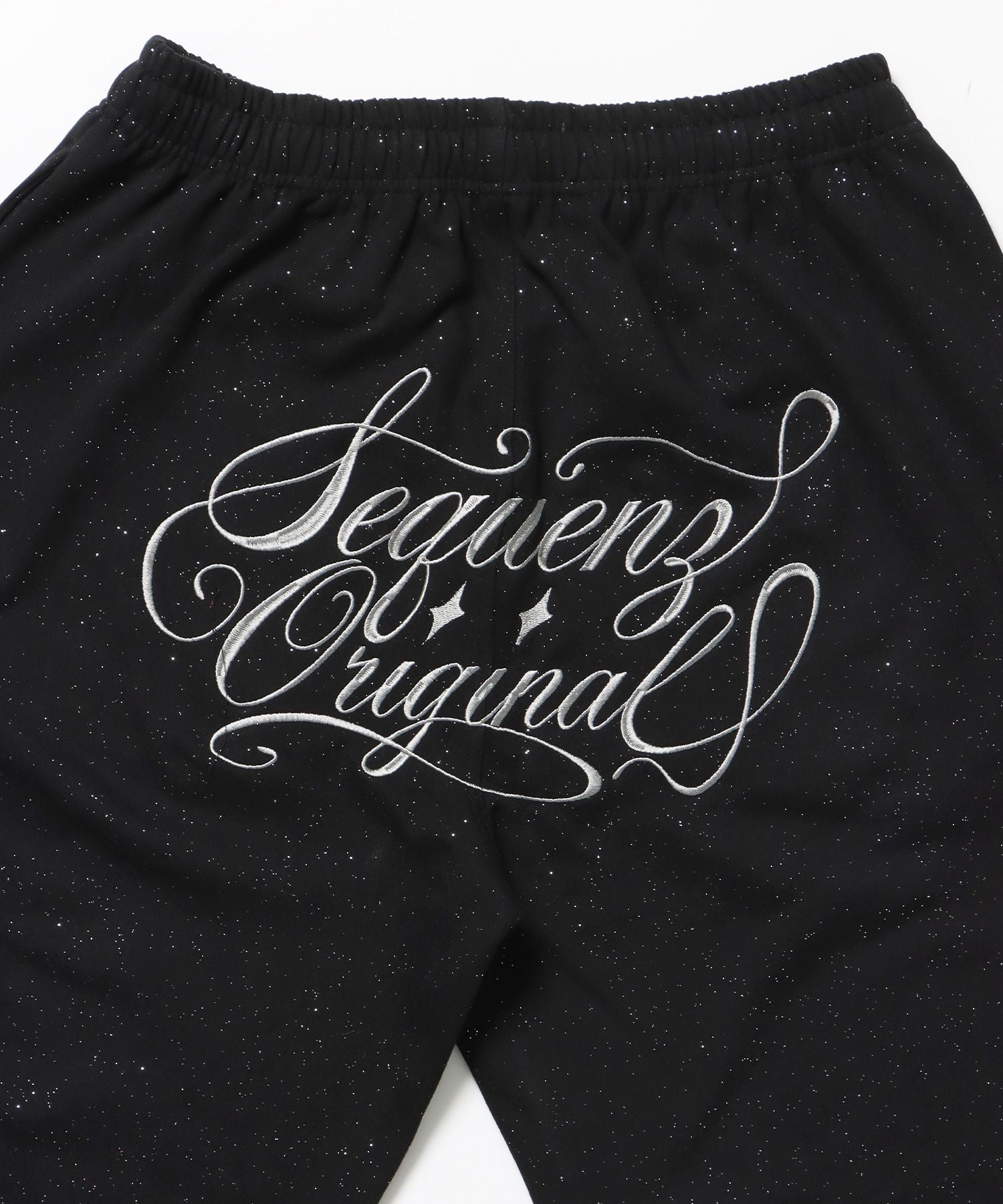 SQNZ GLITTER SWEAT PANTS / グリッター ラインストーン スウェットパンツ ドローコード 裏起毛 【セットアップ着用可】 ブラック