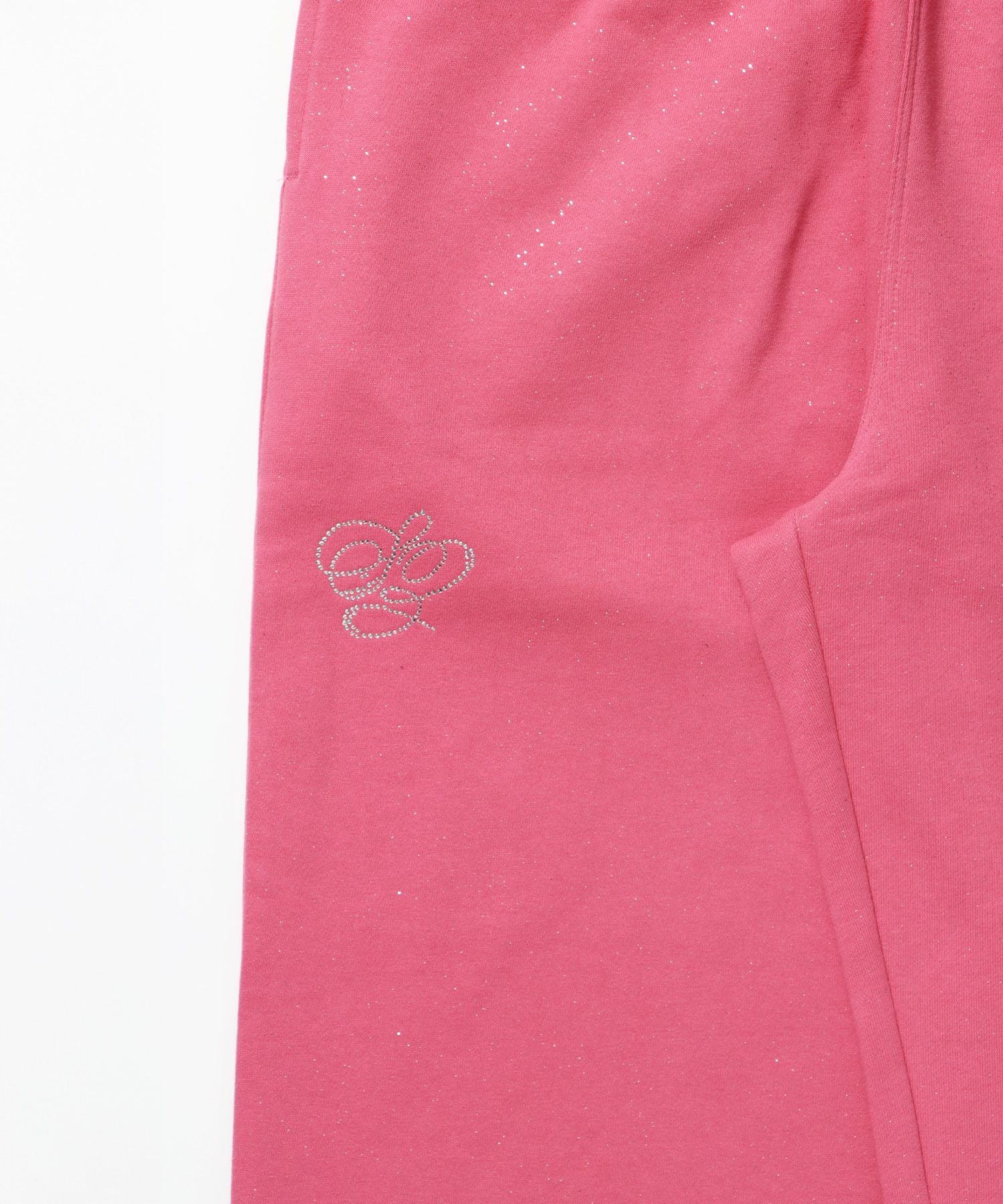 SQNZ GLITTER SWEAT PANTS / ラインストーン スウェットパンツ ドローコード 裏起毛 【セットアップ】 ピンク
