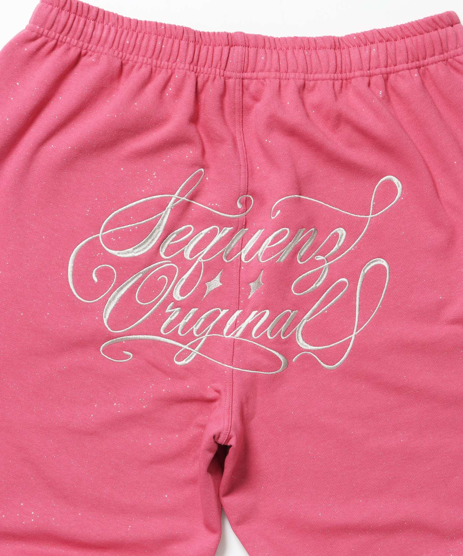 SQNZ GLITTER SWEAT PANTS / ラインストーン スウェットパンツ ドローコード 裏起毛 【セットアップ】 ピンク