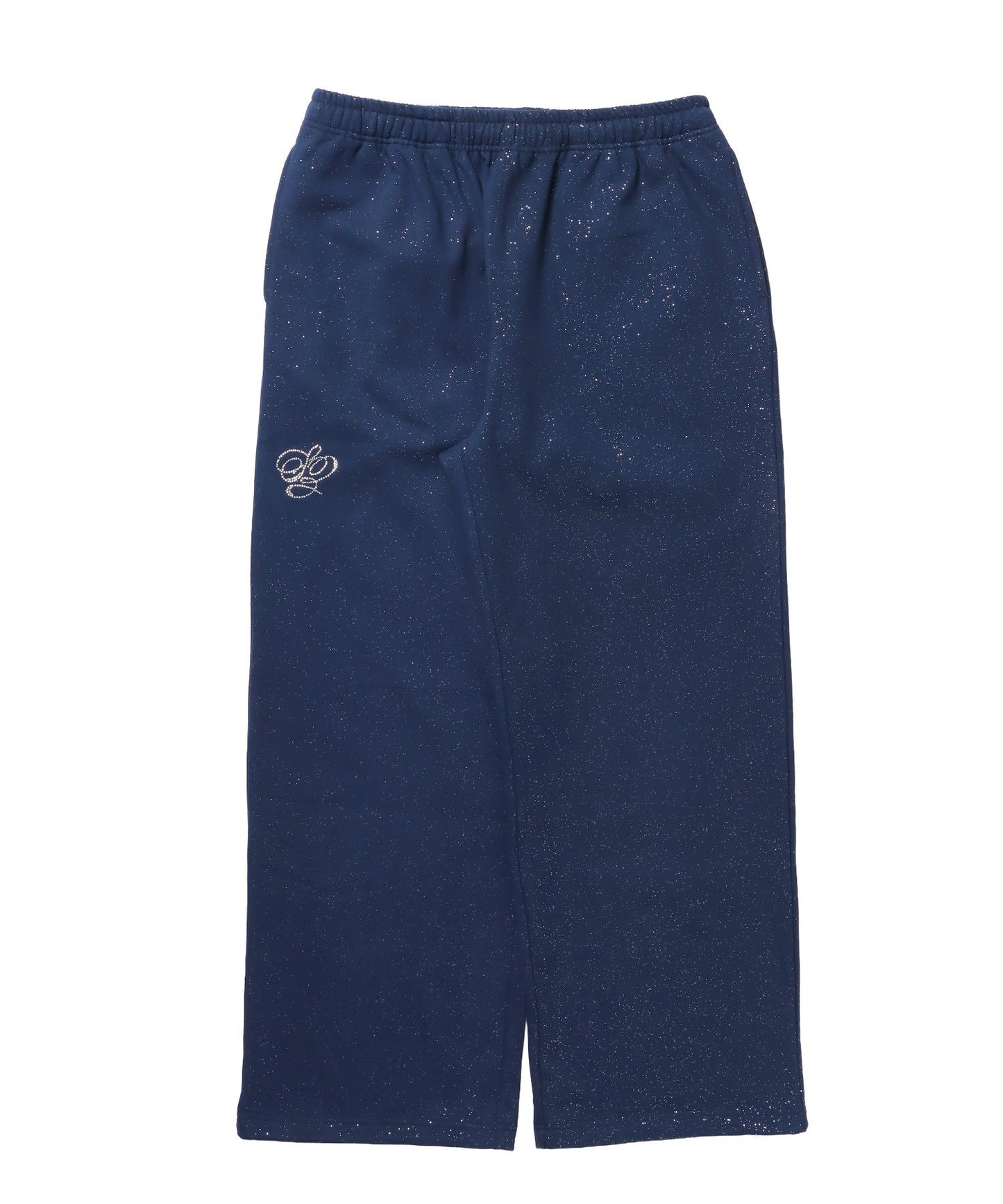 【SEQUENZ(シークエンズ)】SQNZ GLITTER SWEAT PANTS / ラインストーン スウェットパンツ ドローコード 裏起毛 【セットアップ】 ダークネイビー